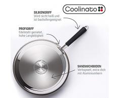 Coolinato Pfanne 28 cm beschichtet Edelstahl Bratpfanne für Gas Ceran Elektro Induktion