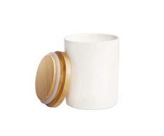 77L Vorratsdose, 300ML (10.13 FL OZ), Keramik Vorratsdose mit Luftdichtem Verschluss Bambusdeckel - Modernes Design Weißer Vorratsbehälter aus Keramik zum Servieren von Tee, Kaffee, Gewürz und mehr