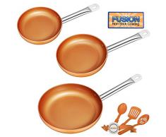 DEIK Pfannenset | Bratpfanne | Pfannen Induktion mit 3 Spatel und Löffel | Edelstahlgriff | PFOA-frei | Antihaftbeschichtung | Induktionsgeeignet | Spülmaschinengeeignet | Ø 28cm Ø 24cm Ø 20cm