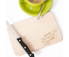 Wandkings Frühstücksbrettchen mit Gravur „Bester Bruder der Welt“ – aus Holz – 22 x 14,5 x 1 cm