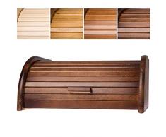 KADAX geräumiger Brotkasten aus hochqualitativem Holz, Brotbehälter mit Rolldeckel für längere frische, Brotbox mit Frontklappe, öko, Rollbrotkasten, Brotaufbewahrung (Dunkelbraun)