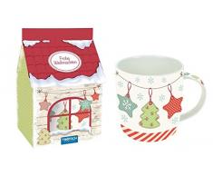 Geschenk-Tasse aus Porzellan Vintage-Weihnachten in hochwertiger Geschenkverpackung: Kaffeetasse / Teetasse / Nikolausgeschenk