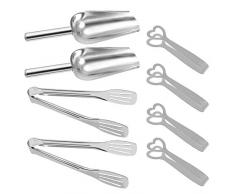 Waycreat Candy Bar Zubehör, 4 Stücke Edelstahl Zuckerzange und 2 Schaufeln Eisschaufel und 2 Gebäck Servierzange Grillzange Hochzeit Party, 8 Stücke