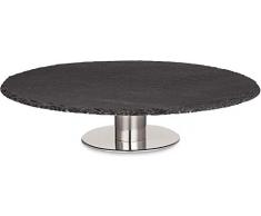 Cooler Kitchen Drehbare Servierplatte Schiefer für Torten, Käse und Obst | Drehscheibe Ø 30cm | Drehteller perfekt als Käseplatte, Kuchenplatte | Elegantes Küchenzubehör, Küchenutensil