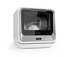 Klarstein Amazonia Mini Spülmaschine Geschirrspüler Geschirrspülmaschine (EEC: A, Platz für 2 Maßgedecke, 6 Programme, 5 Liter Wasser benötigt, LED-Display, Touch, inkl. Zubehör) silber