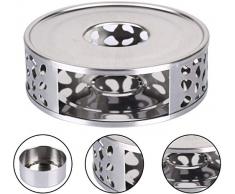 Di&Mi Schlichtes Stövchen Teewärmer Kaffeewärmer aus Edelstahl mit Teelichthalter (Rund)