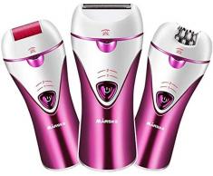 Epilierer, 3-in-1 Epiliergerät Damen, Wet & Dry, Aufsatz für Achseln und Bikinizone, Fußpflege, Epilieren & Rasieren für Gesicht, Körper, Beinen und bikinizone (Purple)