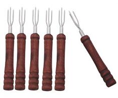 6 Pellkartoffelgabeln mit Holzgriff, Gabel für Pellkartoffel, Pellkartoffelhalter, Kartoffelhalter, Spieß für Pellkartoffel auch für Maiskolben verwendbar