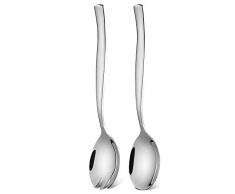 icxox Salatbesteck-Set 2 Stück, 20,5cm, Edelstahl 18/10 (Silber)