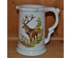 Zimmermann Bierseidel Bier-Krug Vexierkrug mit Bodenbild 0,5l Hirsch