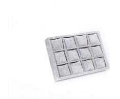 12 Grids Uhrenbox Grau Mode Wildleder EIS Samt Display Tablett mit Kissen zum Speichern von Schmuck Armbanduhr