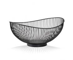 CALUTEA Moderne Obstschale // Metall // Stahlgrau - Schwarz // dekorativer Designer Obstkorb