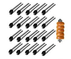 Cannoli Backform, FantasyDay 20tlg Schillerlockenform Set Gerade Röhrchen Spritztüllen Schaumrollen Sahnerollen - Cannoli Röhrchen Edelstahl Kuchen Gebäck Spirale Horn Backform Backzubehör(125 x 25mm)