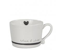 Bastion Collections - Henkeltasse Black and White Heart - Bezaubernde Kaffeebecher für Kaffee, Tee oder Kakao