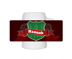 Fußball-Bierkrug mit Namen Hannah und schönem Fußball-Wappen - Fan-Bierkrug personalisiert - Deutschland-Krug - Bierhumpen