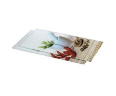 Xavax Herdabdeckplatte / Schneidebrett Glas, (Gehärtetes Sicherheitsglas, Spülmaschinengeeignet, Gewürz Design, 52 x 30 cm) 2er-Pack