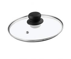 KADAX Glasdeckel mit Griff aus Kunststoff, hitzebeständiger Deckel für Topf, Pfanne mit Dampfloch, Universaldeckel in verschiedenen Größen, Topfdeckel, rund (14cm)