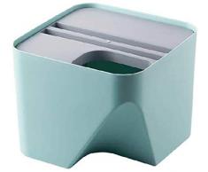 LXTIN Kunststoff Mülleimer-Moderne Kunststoff Quadrat Mini Papierkorb Mülleimerspender mit Schwingdeckel für Badezimmer Waschtisch oder Tischplatte (Farbe, Blau), Blau