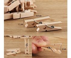 ABSOFINE Garten Kordel mit 100 Wäscheklammern Holz 3,5cm Bastelschnur Jute Kordel 100M Natur Juteschnur Clothespins Verpackung Gastgeschenk