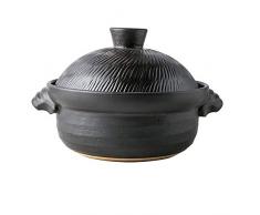KOIUJ Europäische Keramik Casseroles Tajinen Suppentöpfe Hochtemperaturbeständige Multifunktionale Porridge Pot Steintopf mit Deckel Farbe: Vintage schwarz