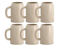 6er Set Grenzauer-Bierkrug Humpen 0,5 Liter mit Eichstrich Steinkrug