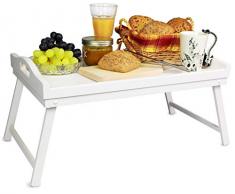 LAUBLUST Serviertablett in Größe L - Kiefer Weiß ca. 51 x 32 x 25 cm - Betttablett mit Klappbeinen und Griffen