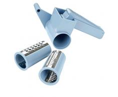 Zenker Handmühle mit 2 Einsätzen CANDY, grobe und feine Schokoladenreibe, Trommelreibe mit Kurbel, auch geeignet für Käse, Nüsse (Farbe: Eisblau, Silber)