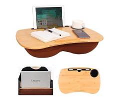 Hoteck Laptop kissentablett, Laptop unterlage Knietablett für Bett Mit Kabelloch,Mediensteckplatz und Getränkehalter, laptopkissen für max. 17 Zoll Notebook MacBook