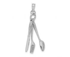 Tafelmesser, Gabel und Löffel, 14 Karat Weißgold, 3-D-Design