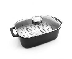 Karcher Induktions Bräter Java 8,5 Liter aus robustem Aluguss mit ILAG Antihaftbeschichtung - inkl. Rost und Glasdeckel mit Aromaknopf