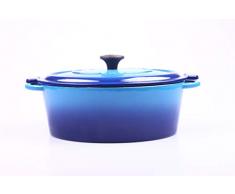 Fontignac Cocotte Bräter Gusseisen oval 29 cm 4,2L mit Deckel Induktion Guss Eisen Topf Schmor Ofen Pfanne Kasserolle + FiduciaShop Thermometer Gratis