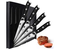 Steakbesteck 4-teilig, Steakgabel Steakmesser Damaskus Edelstahl Poliert Klingen für Heim und Restaurant Geschenkverpackung