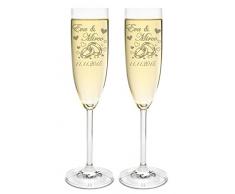 LEONARDO 2 Sektgläser mit Gravur des Namens zur Hochzeit Motiv Ringe Sekt-Glas graviert Geschenkidee