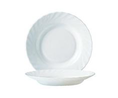 Arcoroc ARC D6889 Trianon Uni Teller tief, 22,5 cm, Opalglas, weiß, 6 Stück
