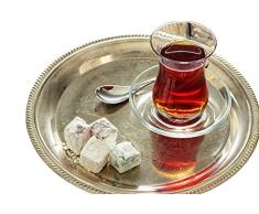 Topkapi - 18-tlg Türkisches Tee-Set Ajda-Sultan, 6 Teegläser, 6 Untersetzer, 6 Teelöffel, Komplett-Set