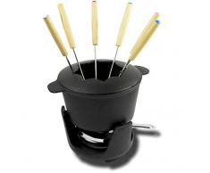 FXXJ Fondue-Set, Käsefondue Haushalt Kleiner Käsefondue Käse Schokoladenschmelzer Gusseisenmaterial mit 6 Fruchtgabeln