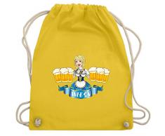 Shirtracer Oktoberfest Beutel - Wiesn Madl Bierkrüge - Unisize - Gelb - Bier - WM110 - Turnbeutel und Stoffbeutel aus Baumwolle