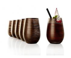 Stölzle Lausitz Becher Twister, 465 ml, 6er Set, in schwarz (matt) und Bronze, universell einsetzbar, für Wasser, Säfte, Cocktails, Wein, Windlicht, Vase, spülmaschinenfest