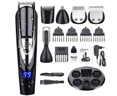 Bartschneider Herren,ADOKEY Bart Trimmer Elektrisch Haarschneidemaschine Profi Haarschneider Akku Nasentrimmer 10 in 1 Bodygroomer Set mit LCD Anzeige Wasserdicht USB Wiederaufladbar Aufbewahrungsdock