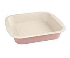Dr. Oetker Brownie-Backform, Schokoladenkuchenform aus der Serie Modern Baking - Retro Design mit zweifarbiger, keramisch verstärkter Premium-Antihaftbeschichtung (Farbe: Rosa/Creme), Menge: 1 Stück