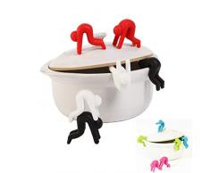 Silikon Deckel stehen – 6 Stück Creative Silikon Deckel Halter Küche Werkzeug für Suppe Topf, Stäbchen, Löffel, Handy Ständer