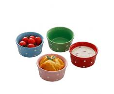 CANDeal 4 er Set Bunte Keramik Creme Brulee Formen bestehend aus bunten Souffleförmchen