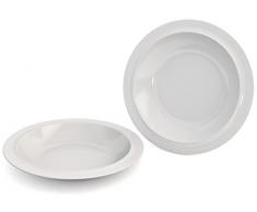 Ornamin Teller tief Ø 22 cm weiß 2er-Set Melamin (Modell 505) / Kunststoffteller, Speiseteller, Suppenteller