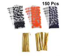 STOBOK 300 Stück Bedruckte Goody Bags Taschen Krawattenband Horrormuster Bedruckte Party Aufbewahrungsbeutel Brottaschen Geschenktüten für Home Bar Bäcker