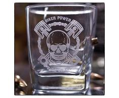 KolbergGlas Handmade Graviertes Whiskyglas für Motorradfahrer mit echter Kugel Cal.308