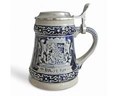 Geschenkbox Bierkrug Bayernwappen, Steingut, Kobaltblau, 0,5l Füllmenge, mit Zinndeckel