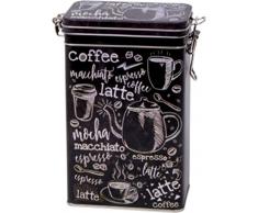 Rechteckige Kaffeedose im Vintage-Stil, schwarz/weiß, Retro-Blechdose für die Küche, hermetisch abgedichtet, 500 g, Motiv: Kaffee-Begriffe