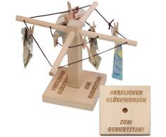 Geld-Wäschespinne zum Geburtstag: Eine kreative Möglichkeit Geld originell zu verpacken - individualisierbar mit persönlicher Gravur für Männer und Frauen in witzigem Design