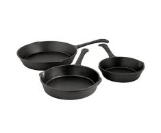 BBQ-Toro 3 teiliges Gusseisen Brat und Steak Pfannen Set, Ø 16 cm, Ø 20 cm, Ø 26 cm