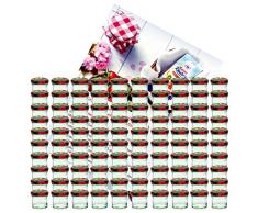 100er Set Sturzglas 125 ml Marmeladenglas Einmachglas Einweckglas To 66 Obst Dekor Deckel incl. Diamant-Zucker Gelierzauber Rezeptheft